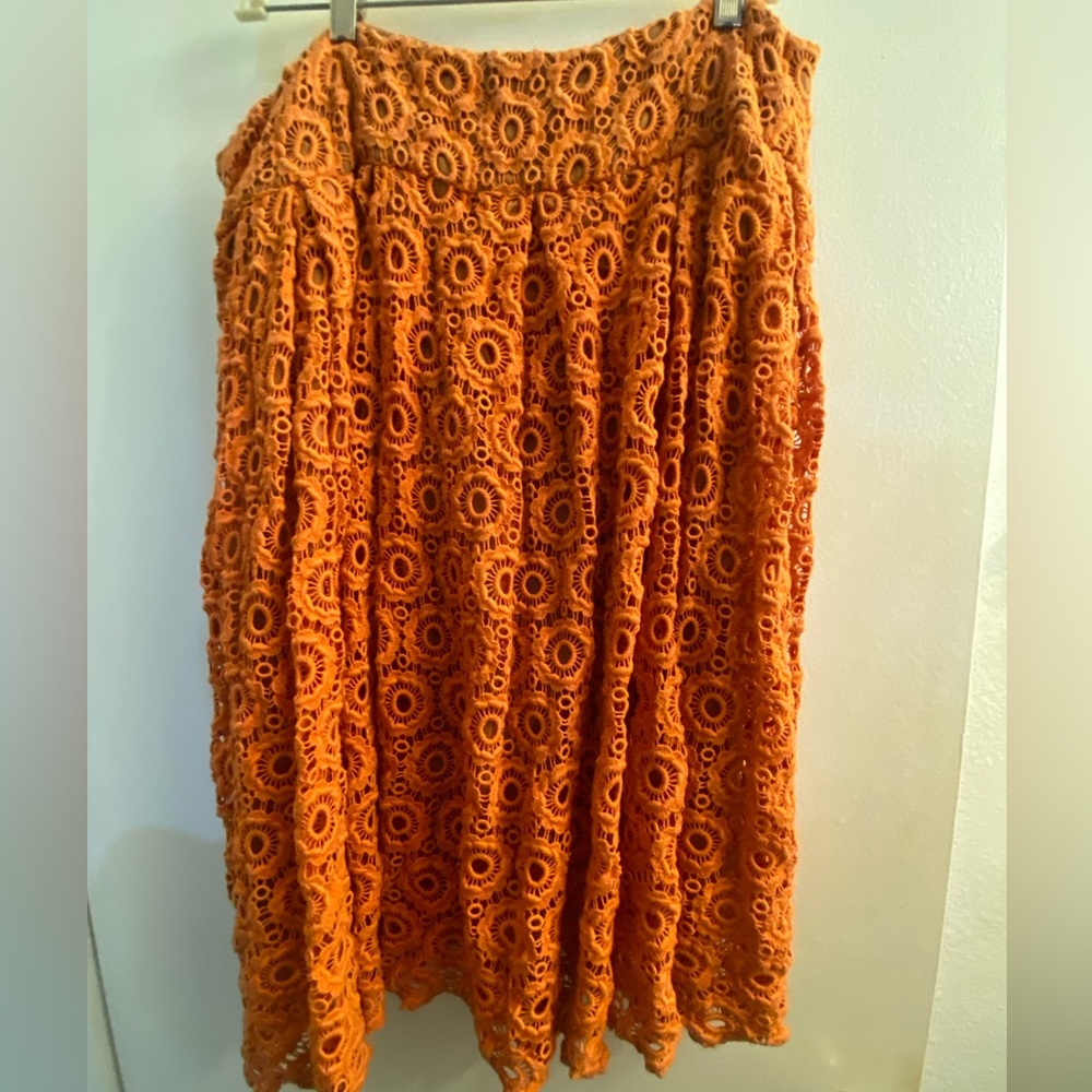 orange lace skirt size 16 Preloved skirt full skirt Anthropologie